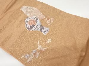 壺に草花模様織出し名古屋帯